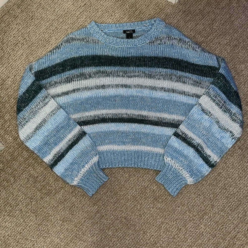 Blue and Green striped sweater